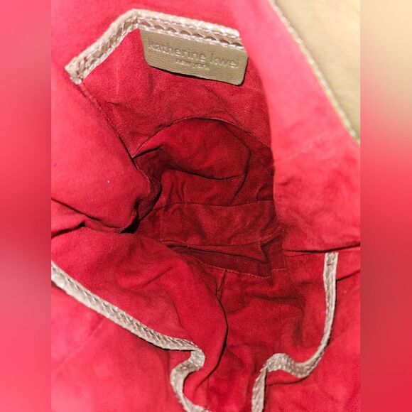 Katherine Kwei Love Knots Olive Green Leather Snakeskin Embossed Hobo - Picture 2 of 11